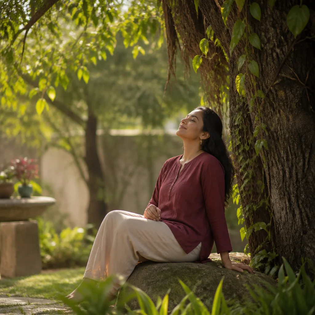 Composed wellness scene with a calm atmosphere