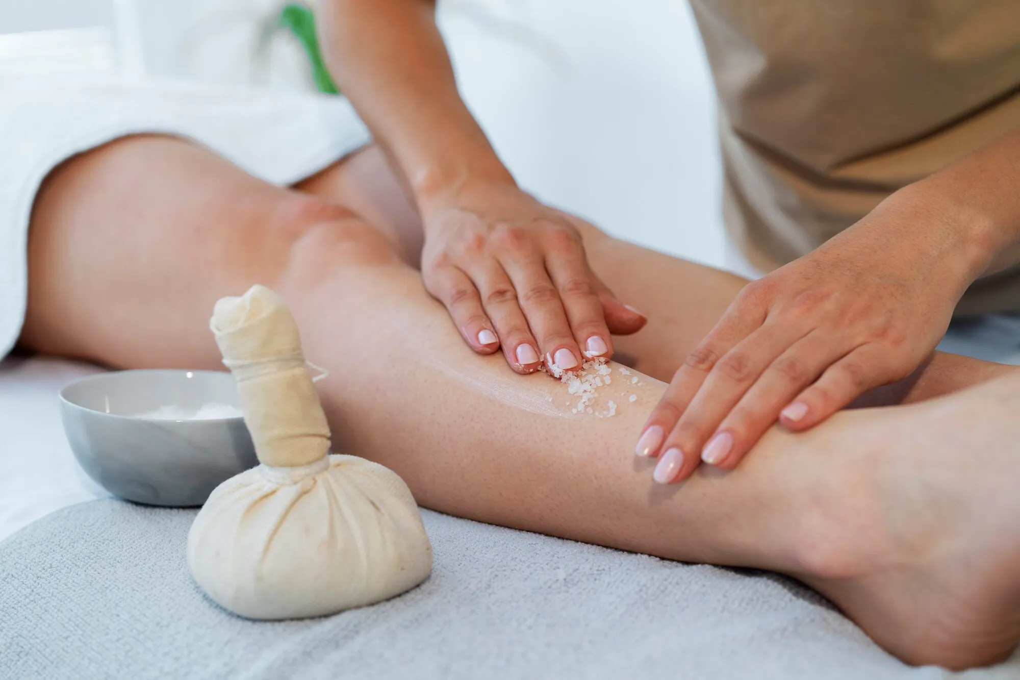 Pada Abhyanga foot massage with warm herbal bolus bags